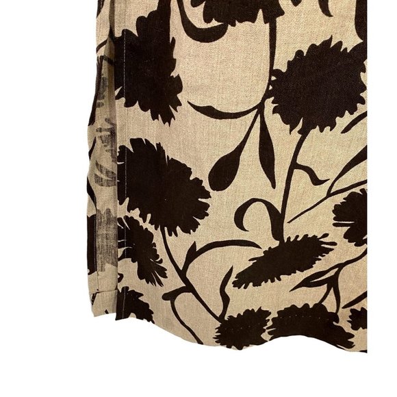 Casual Corner 100% Linen Maxi Sheath Dress Size 10 Brown Floral Print Side Slits - Picture 7 of 9